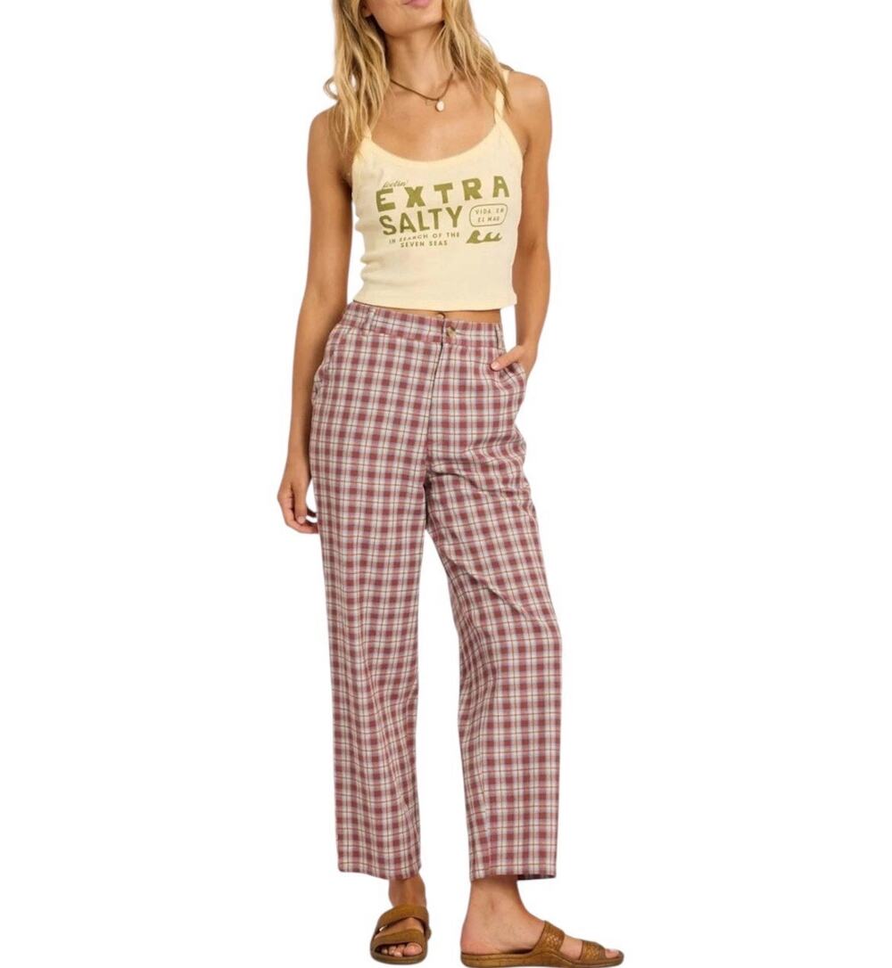 Sisstrevolution Plaid Print Pants Straight Leg High Rise Ankle S Eclectic Boho
